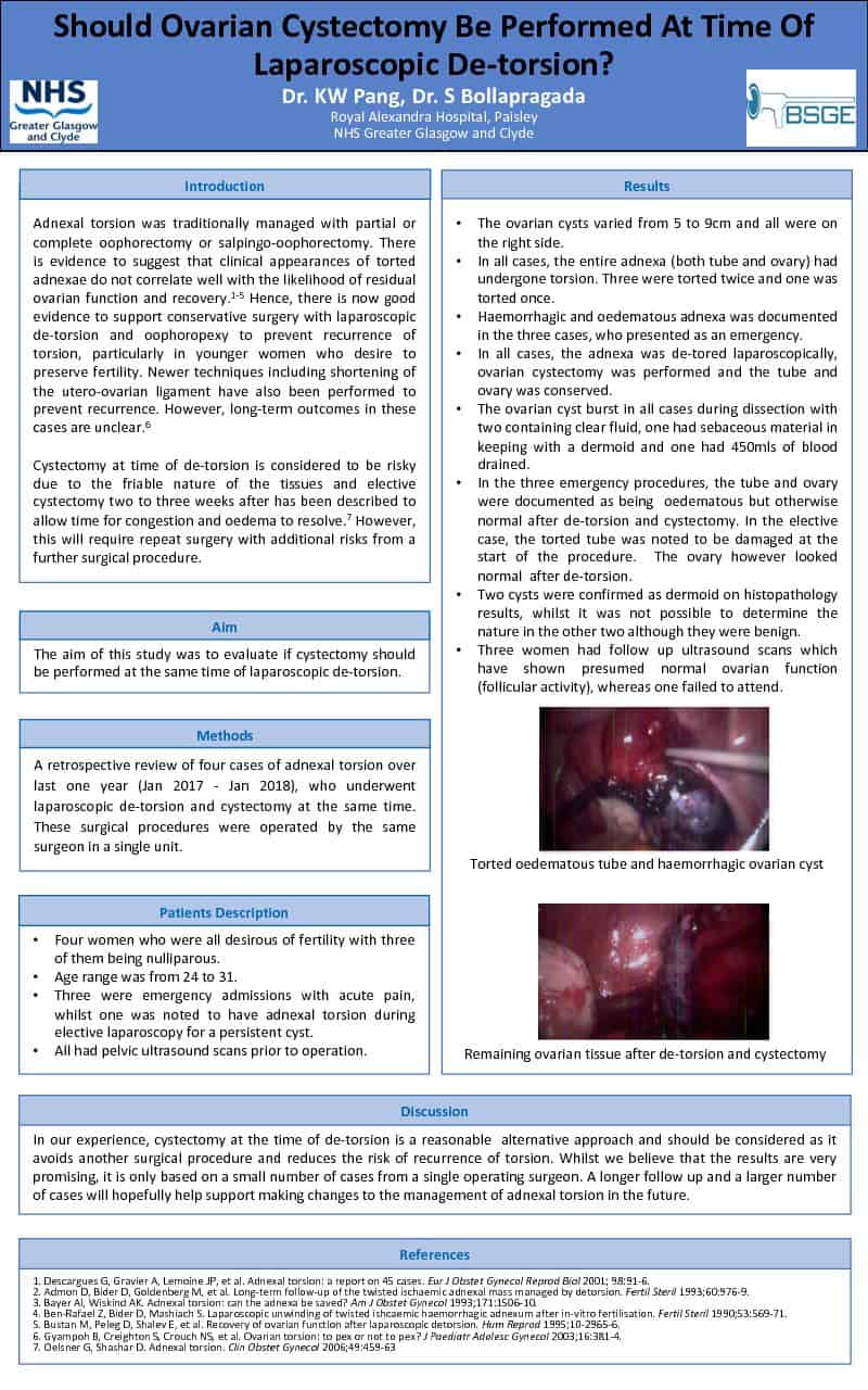 Should Ovarian Cystectomy Be Performed at Time of Laparoscopic De-torsion?